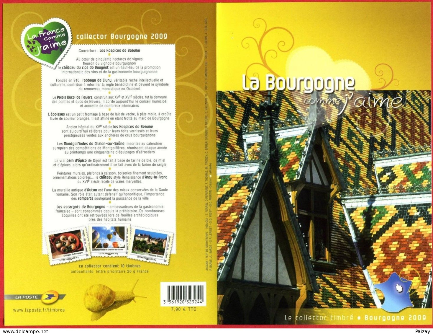 Collector 2009 "La Bourgogne Que J'aime - Neuf ** Feuillet De 10 Timbres Autocollants Lettre Prioritaire 20 G - Collectors