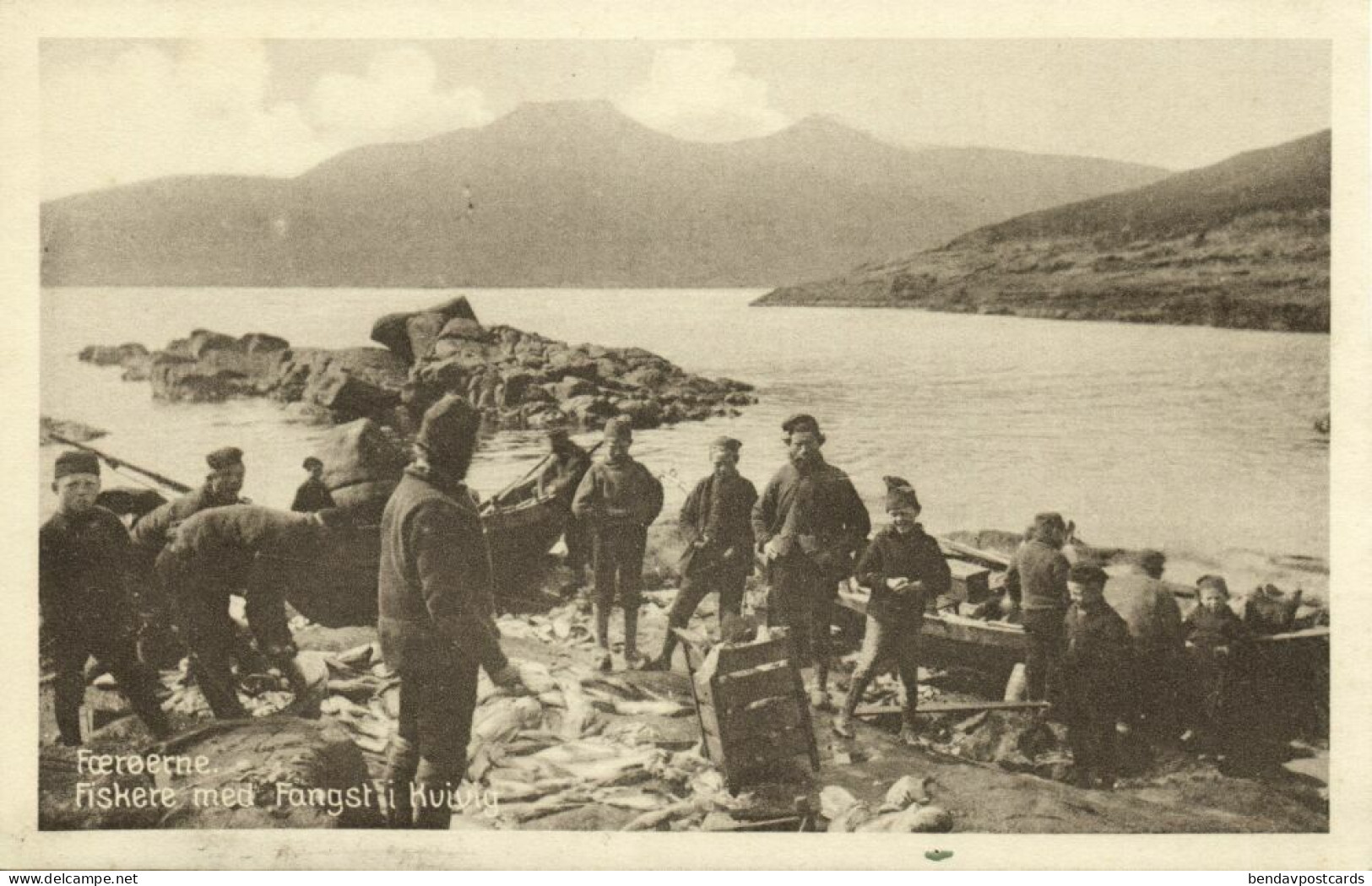 Denmark, Faroe Islands, KVIVIG KVÍVÍK, Fiskere Med Fangst, Fishing (1930s) - Faroe Islands