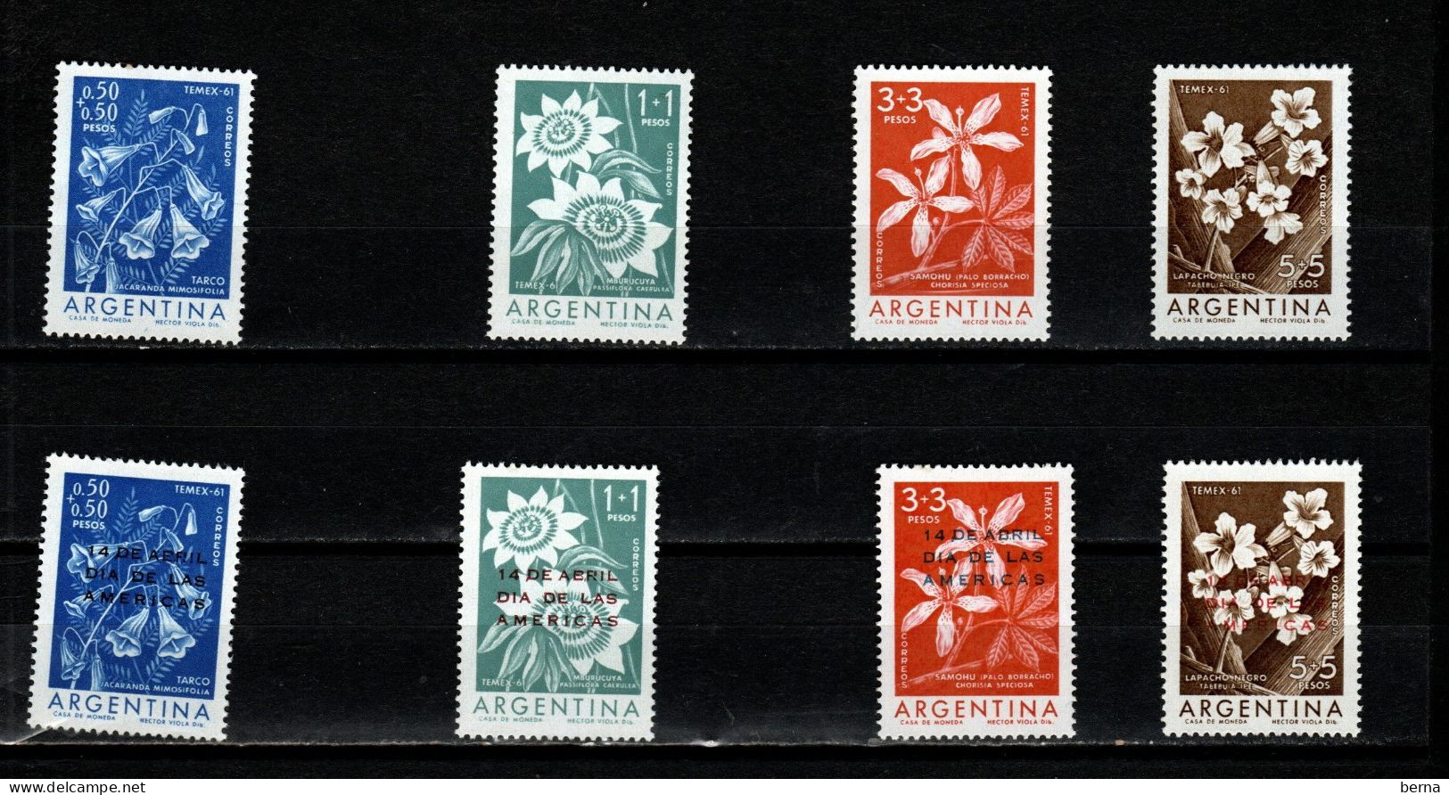 FLOWERS MNH ARGENTINE 629/632+639/642 - Other & Unclassified
