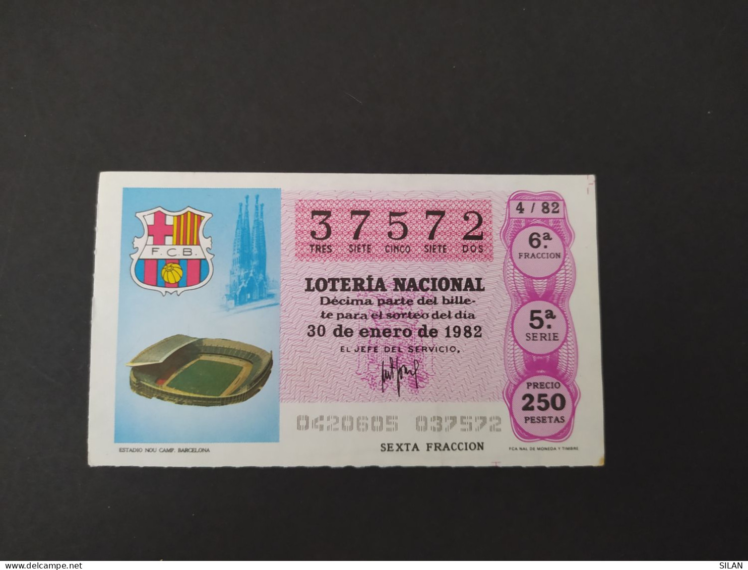 DÉCIMO DE LOTERÍA 1982 CAMP NOU FC BARCELONA. LOTERIE 1982 CAMP NOU FC BARCELONA - Altri & Non Classificati