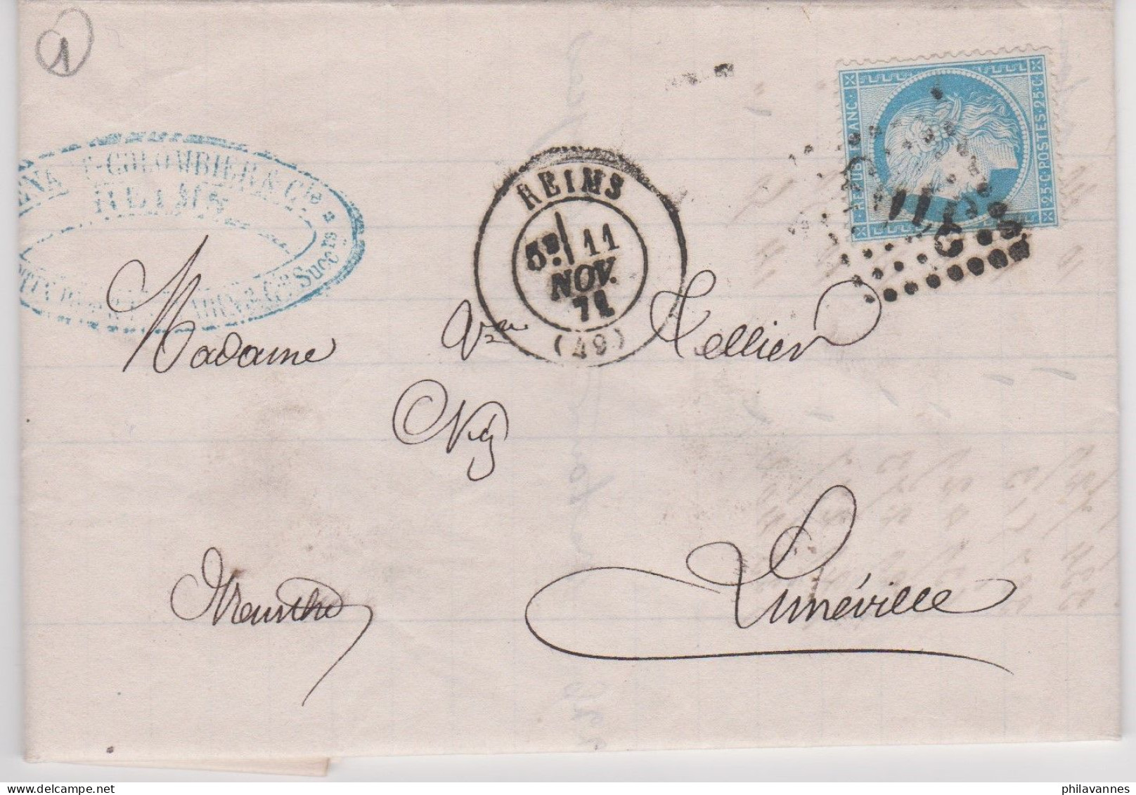 REIMS, 1871, GC 3103 Sur Céres N°60 ( SN24/86/3.1) - 1849-1876: Période Classique