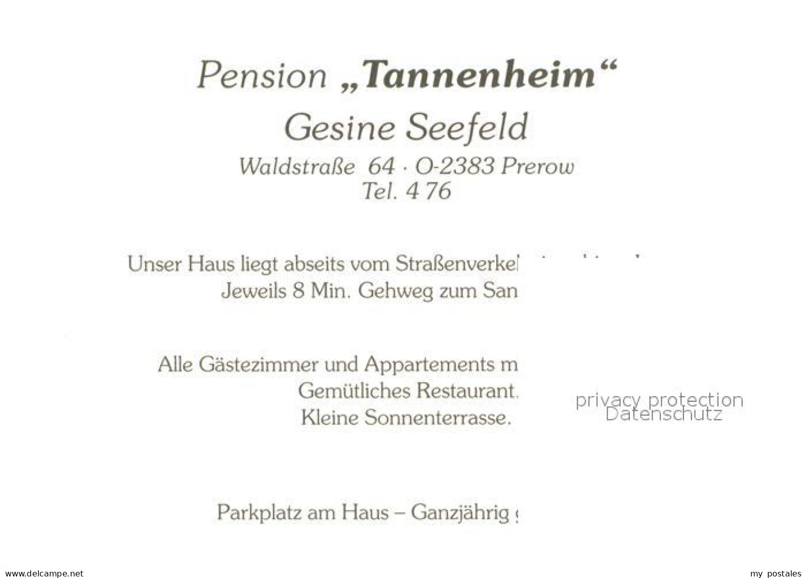 73650900 Prerow Ostseebad Tannenheim Pension Restaurant Prerow Ostseebad - Otros & Sin Clasificación