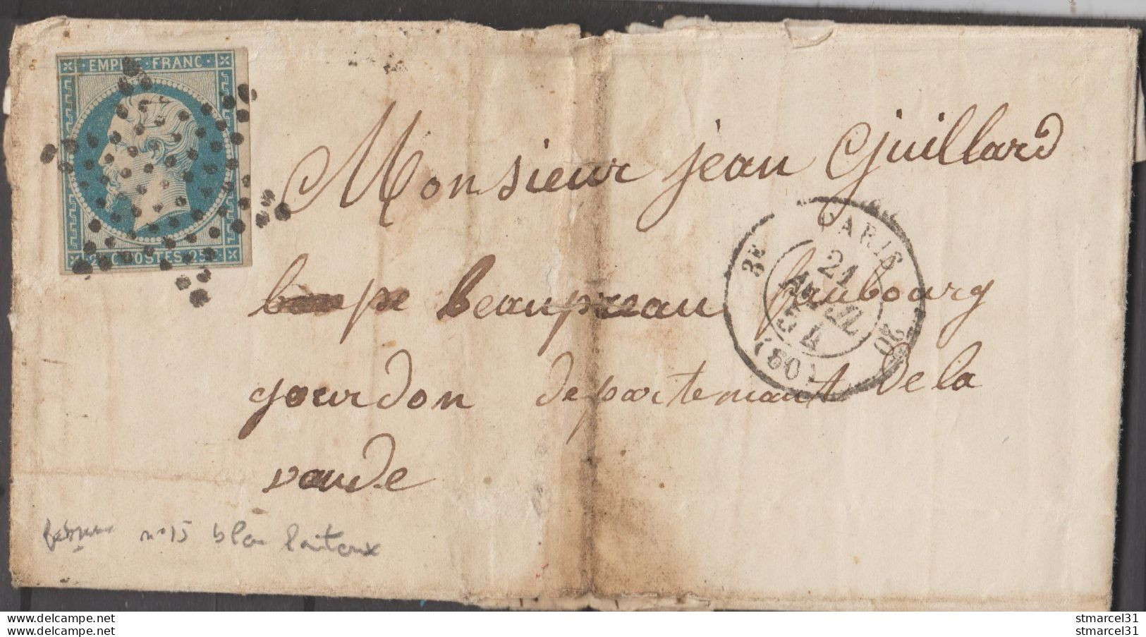 LE  N°15a BLEU LAITEUX BE Cote 530€ - 1853-1860 Napoléon III.