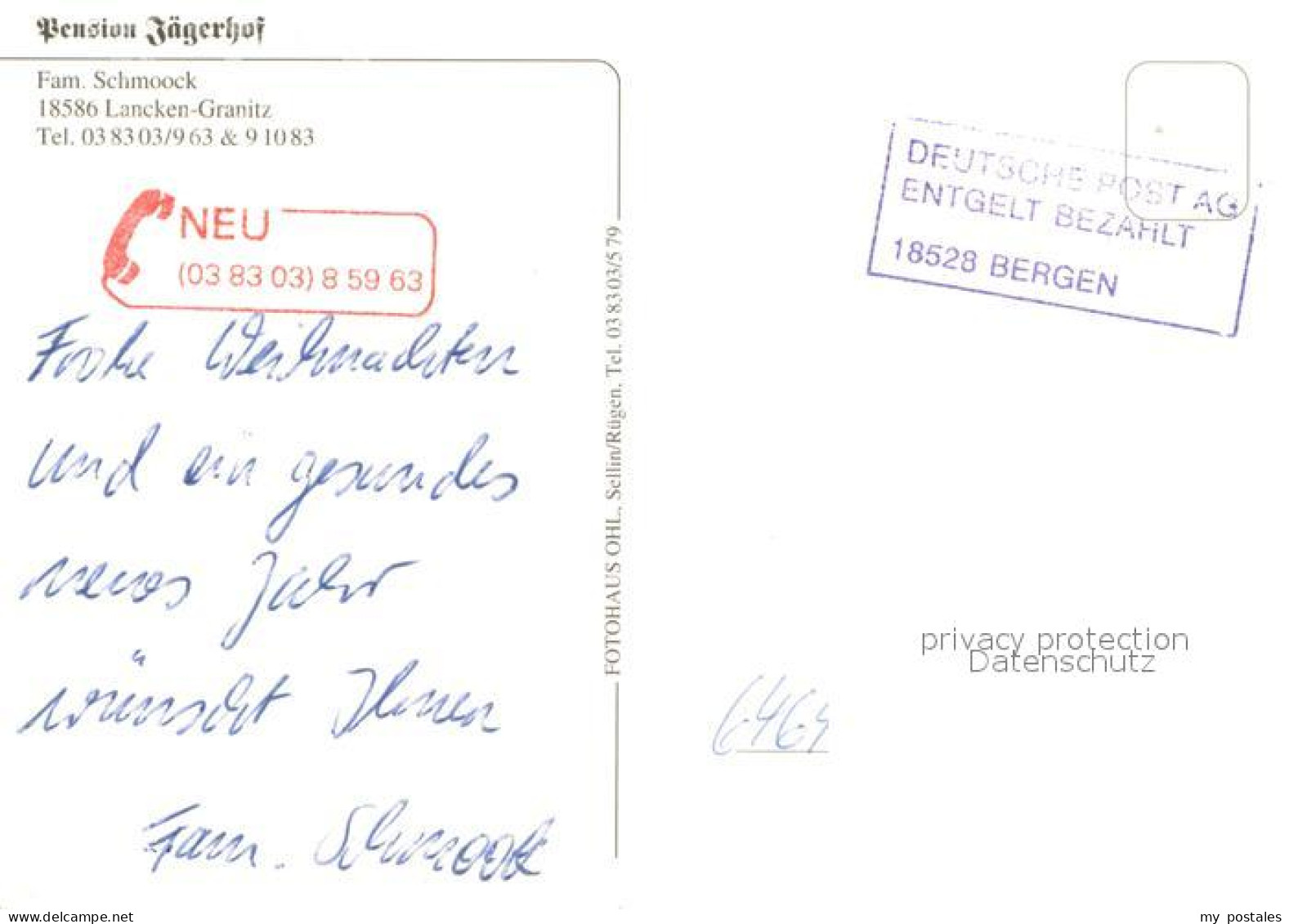 73650883 Lancken-Granitz Pension Jaegerhof Gaststube Diele Zimmer Lancken-Granit - Otros & Sin Clasificación