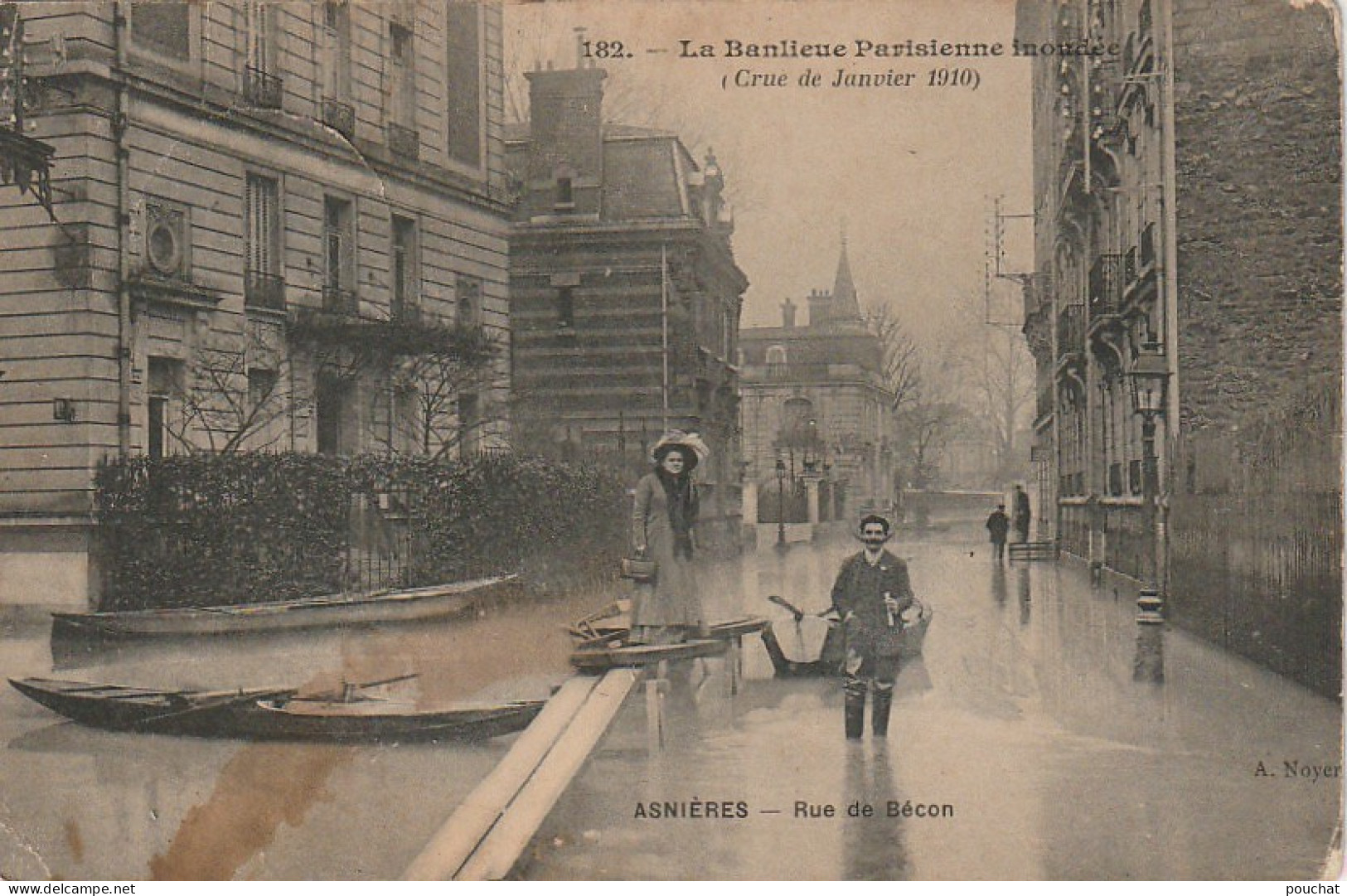 ZY 131-(92) INONDATIONS  1910 - ASNIERES - RUE DE BECON  - ANIMATION - 2 SCANS - Asnieres Sur Seine