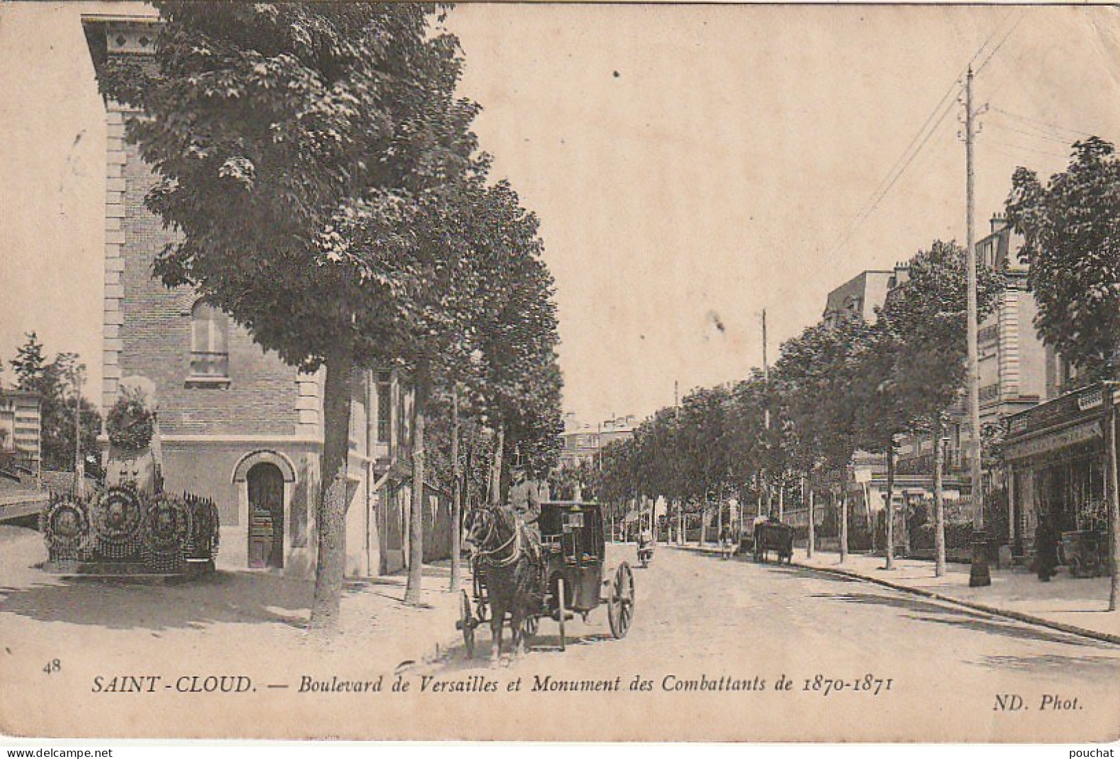 ZY 131-(92) SAINT CLOUD - BOULEVARD DE VERSAILLES ET MONUMENT DES COMBATTANTS DE 1870/1871 - ANIMATION - 2 SCANS - Saint Cloud