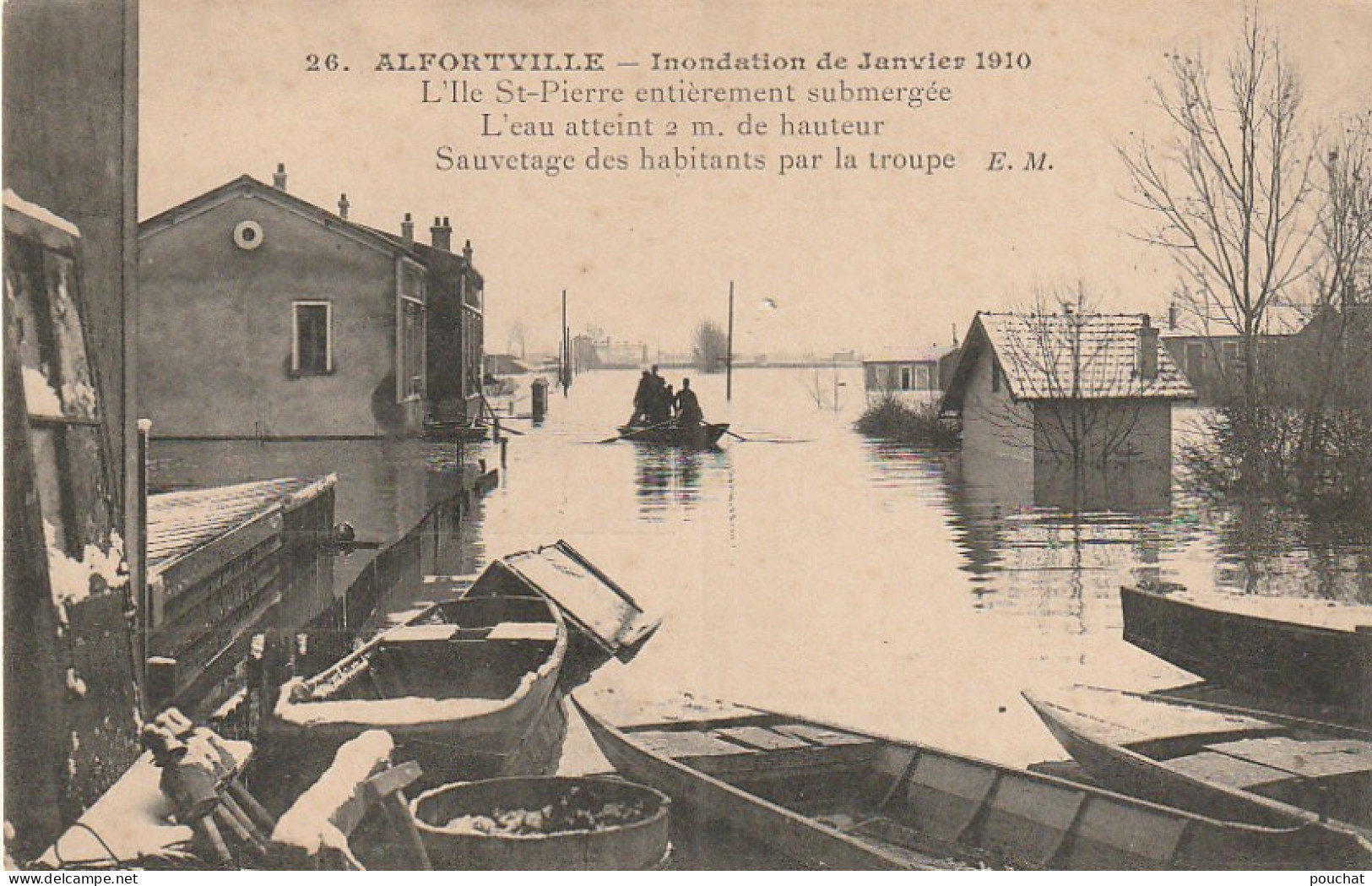 ZY 133-(94) ALFORTVILLE - INONDATION JANVIER 1910 - L' ILE ST PIERRE  SUBMERGEE  - SAUVETAGE DES HABITANTS PAR LA TROUPE - Alfortville