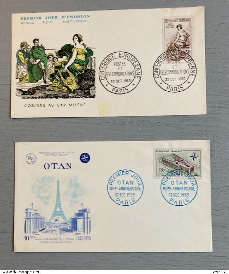 4 Enveloppes Premier Jour 1959/60/66/67 = (OTAN-Paris-1959 /Conférence Européenne P&T-Paris-1960 / Marémotrice De La Ran - Altri & Non Classificati