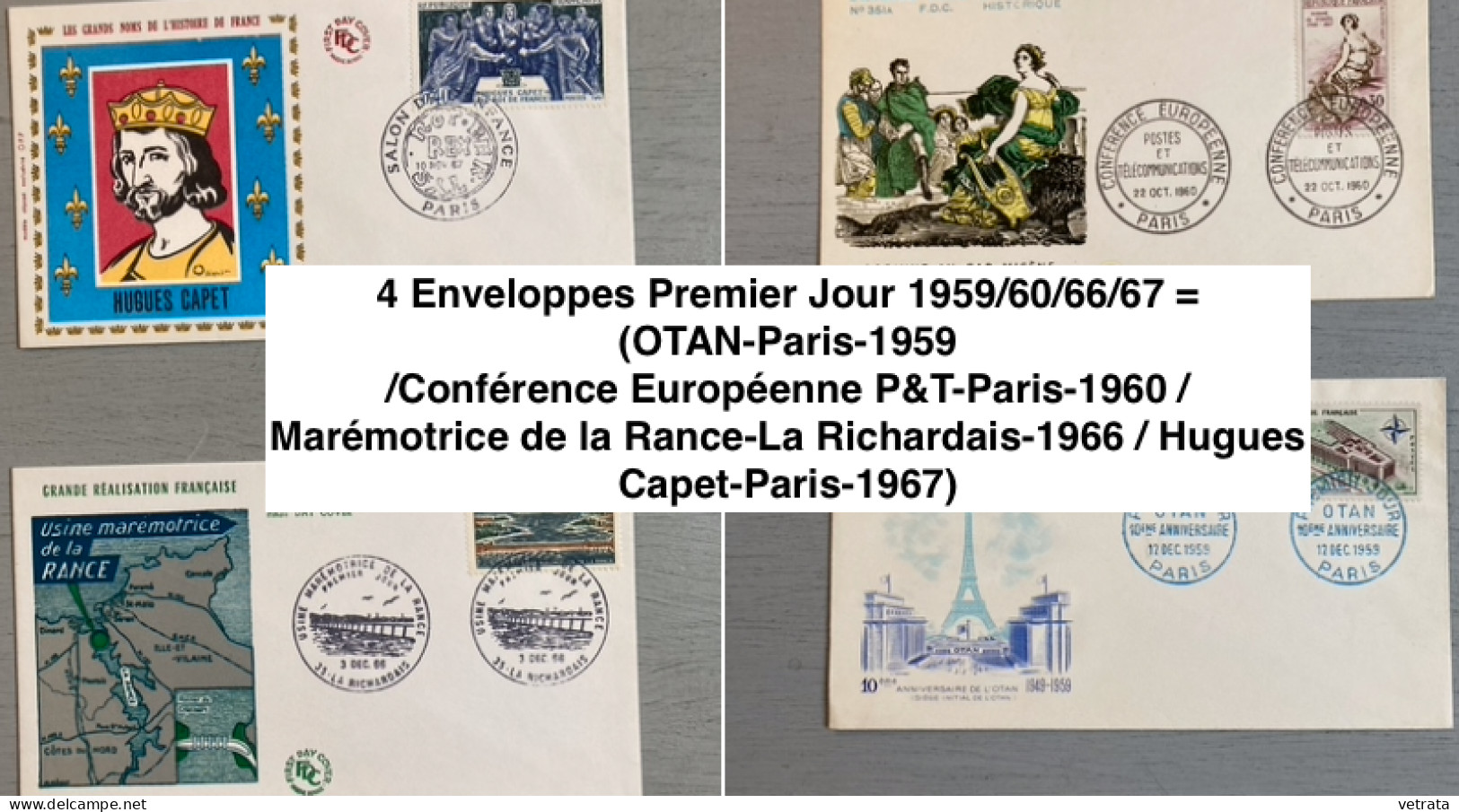 4 Enveloppes Premier Jour 1959/60/66/67 = (OTAN-Paris-1959 /Conférence Européenne P&T-Paris-1960 / Marémotrice De La Ran - Autres & Non Classés