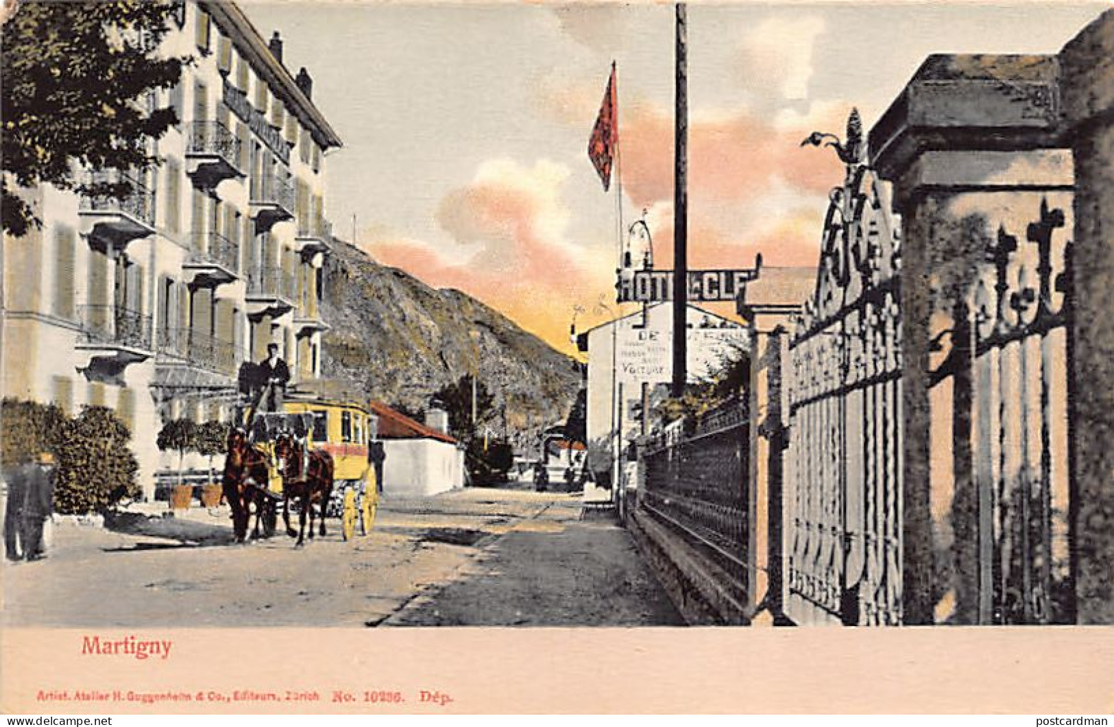 Suisse - Martigny (VS) Avenue De La Gare - Hotel - Calèche - Ed. H. Guggenheim 10236 - Martigny