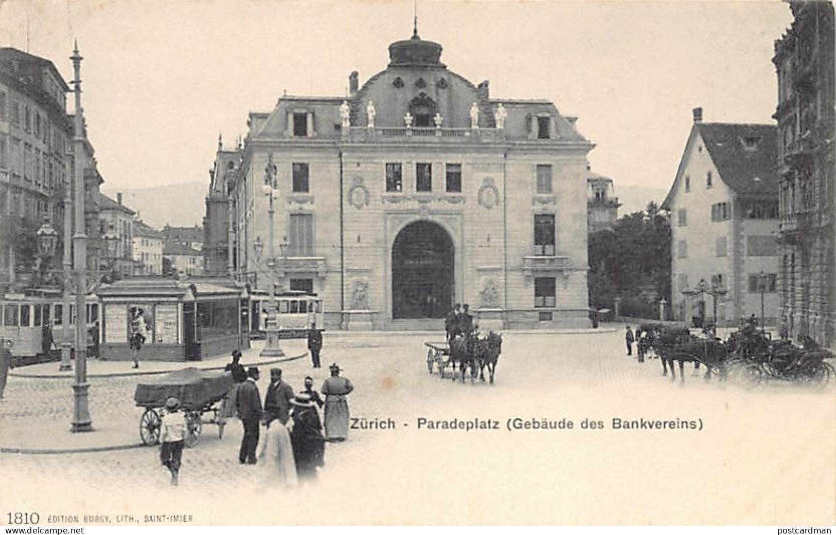 Schweiz - Zürich - Paradeplatz - Gebäude Des Bankvereins - Verlag Burgy, Lith. 1810 - Zürich