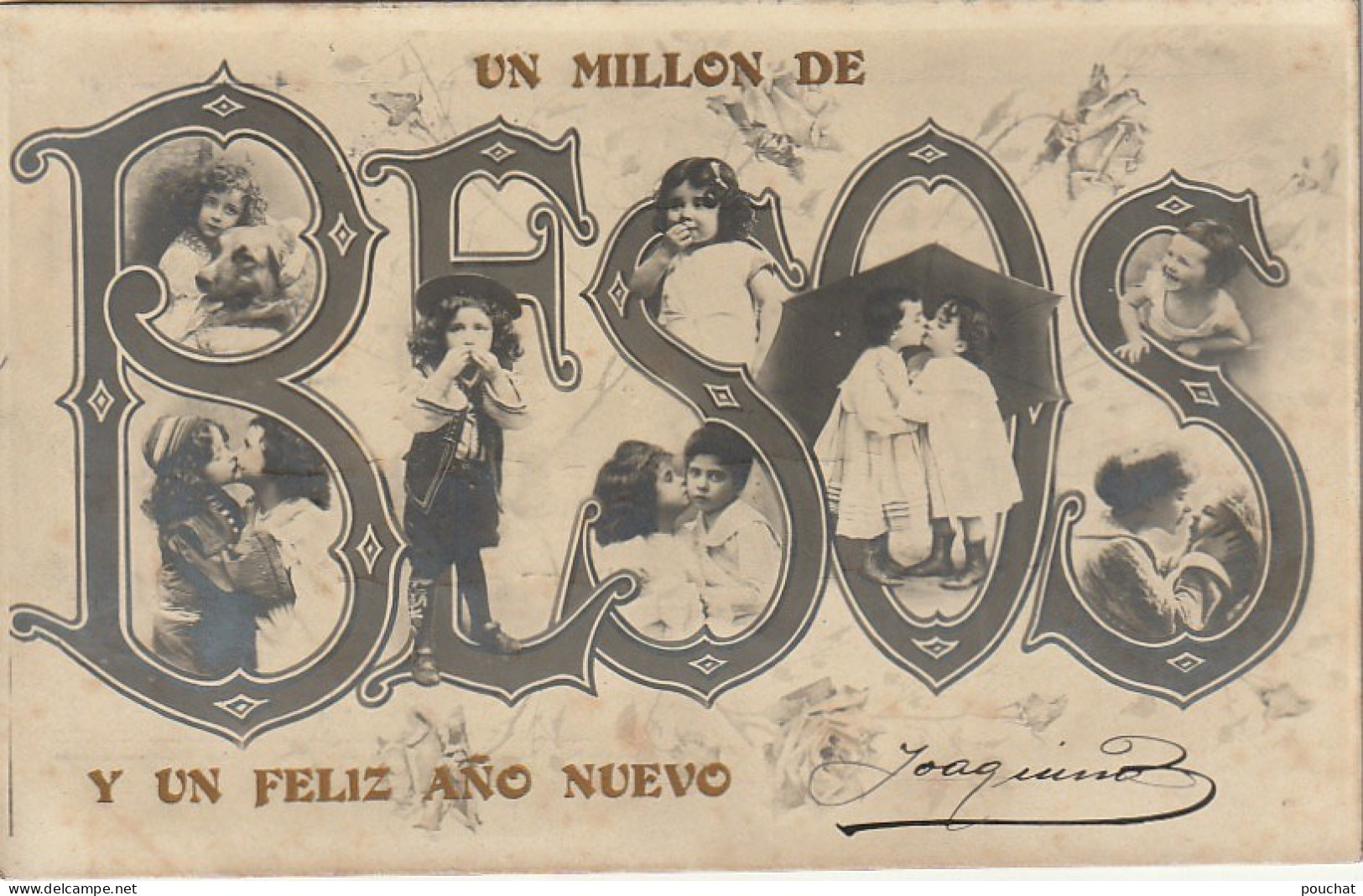 ZY 136- " UN MILLON DE BESOS  " - CARTE FANTAISIE - LETTRES MULTIVUES ENFANTS - BAISERS POUR LA NOUVELLE ANNEE - New Year