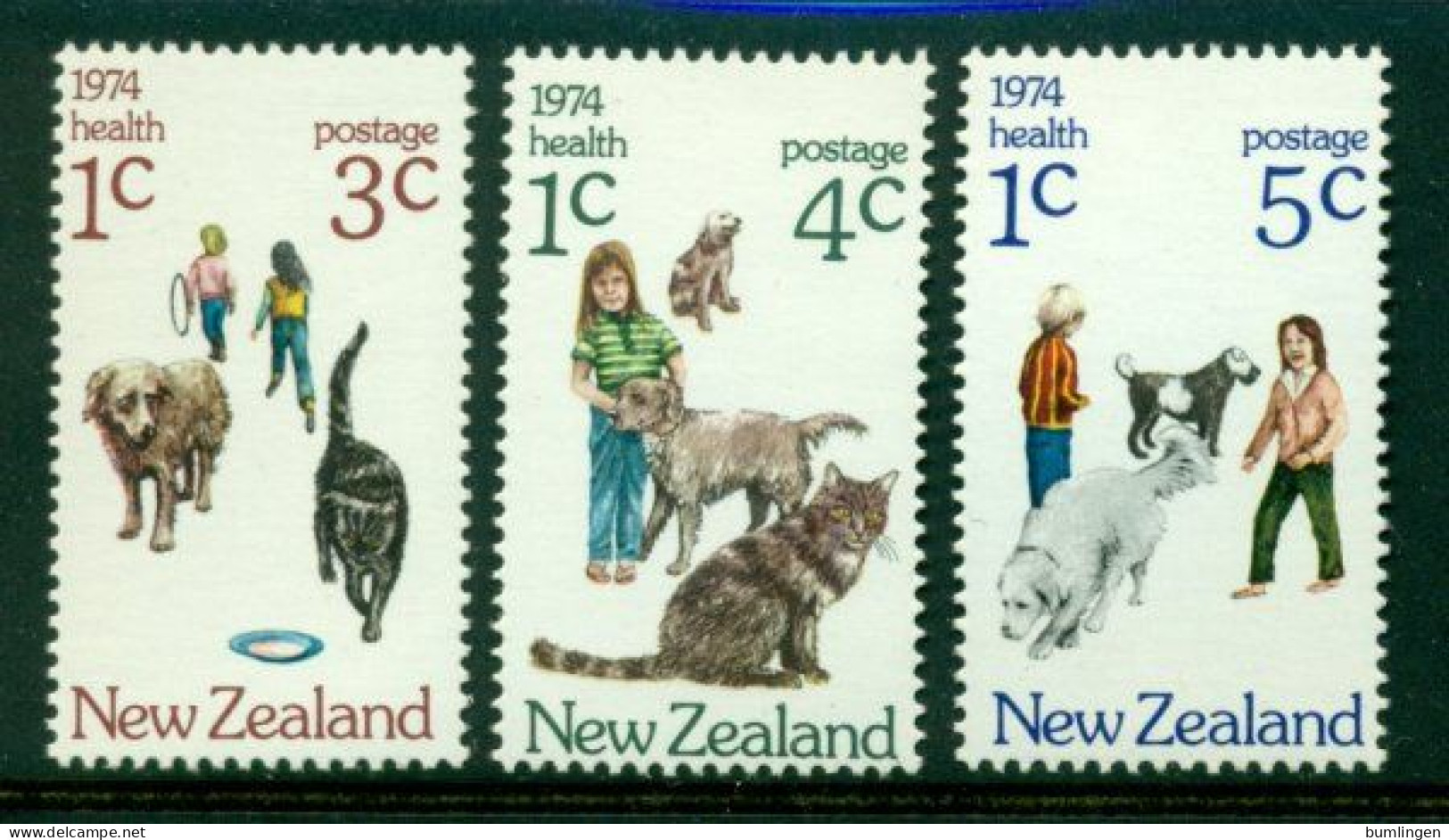 NEW ZEALAND 1974 Mi 637-39** Health – Children With Domestic Animals [B890] - Farm