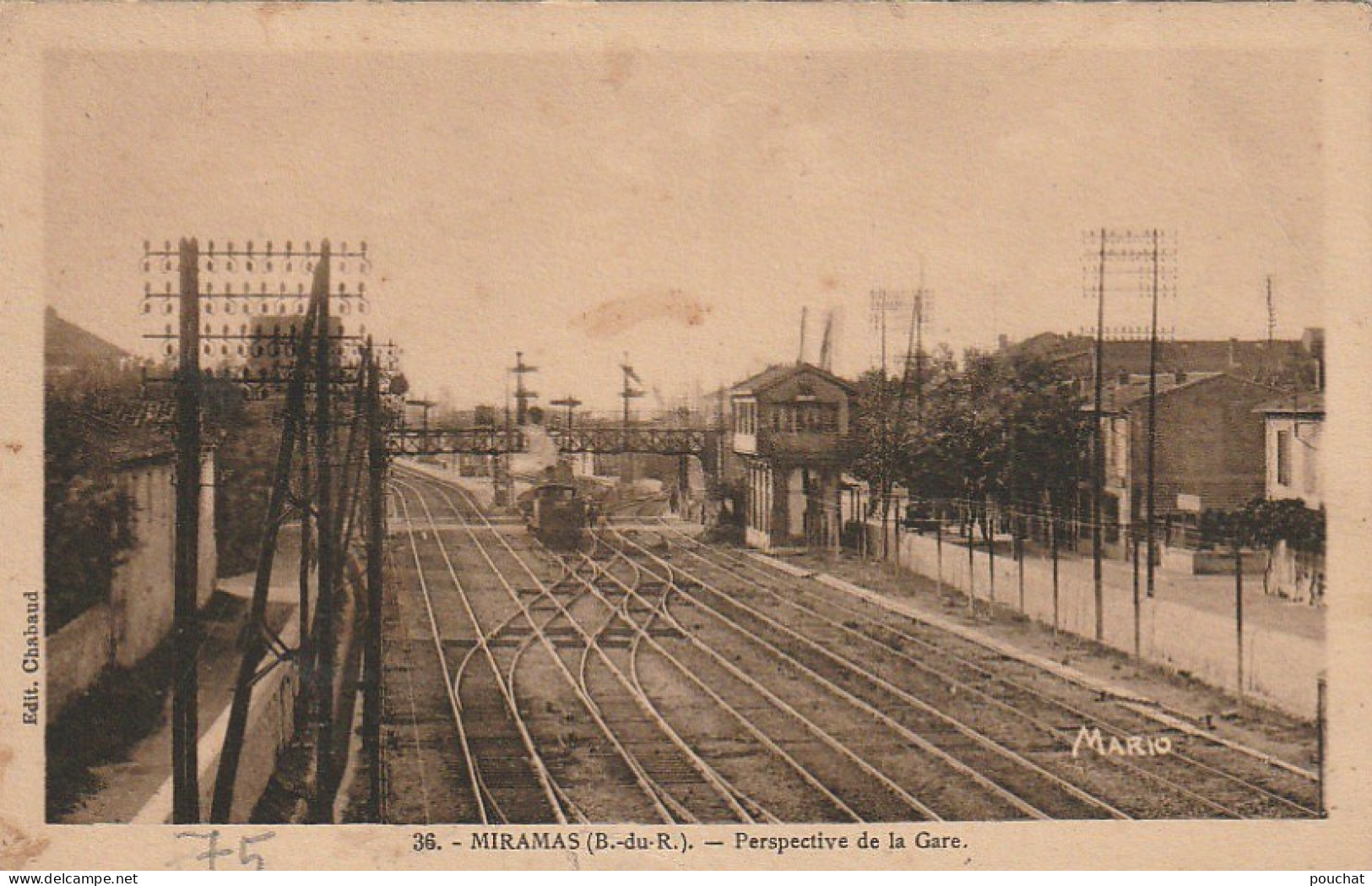 ZY 139-(13) MIRAMAS - PERSPECTIVE DE LA GARE - LOCOMOTIVE , VOIES FERREES - 2 SCANS - Andere & Zonder Classificatie