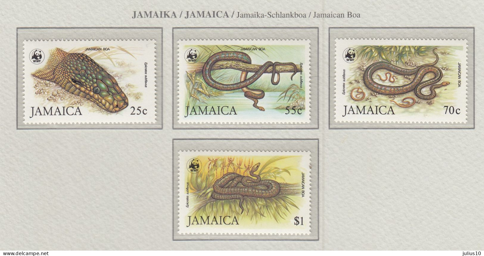 JAMAICA 1984 WWF Snakes Mi 591-594 MNH(**) Fauna 691 - Serpenti