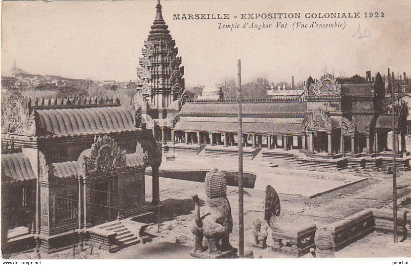 ZY 139-(13) MARSEILLE - EXPOSITION COLONIALE 1922 - TEMPLE D' ANGKOR  VAT - VUE D' ENSEMBLE - 2 SCANS - Expositions Coloniales 1906 - 1922