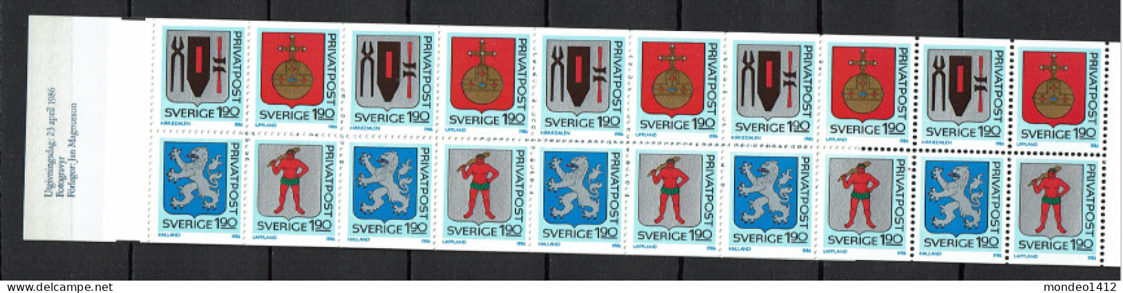 Sweden 1986 - YT N°C1368 - Mi MH 114 - MNH** - Boekje/carnet - Armoiries, ,timbres à Tarif Réduit - 1981-..