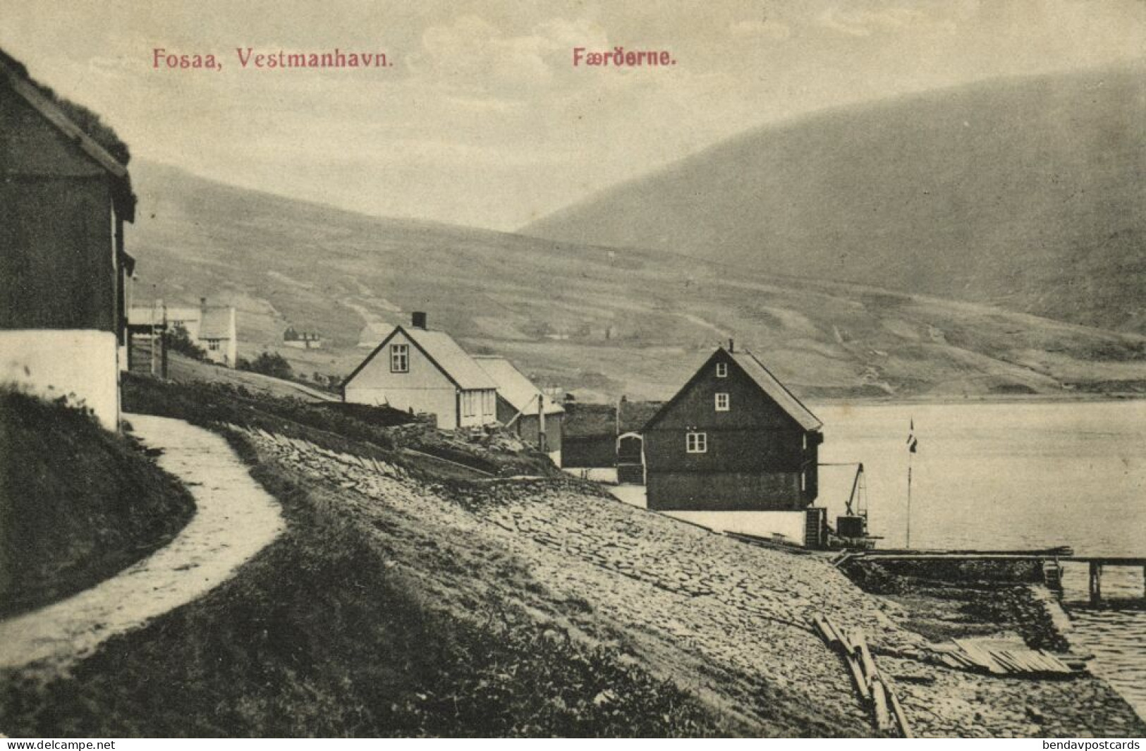 Denmark, Faroe Islands, Færøerne, FOSSA, Vestmanhavn, Partial View (1910s) - Isole Faroer