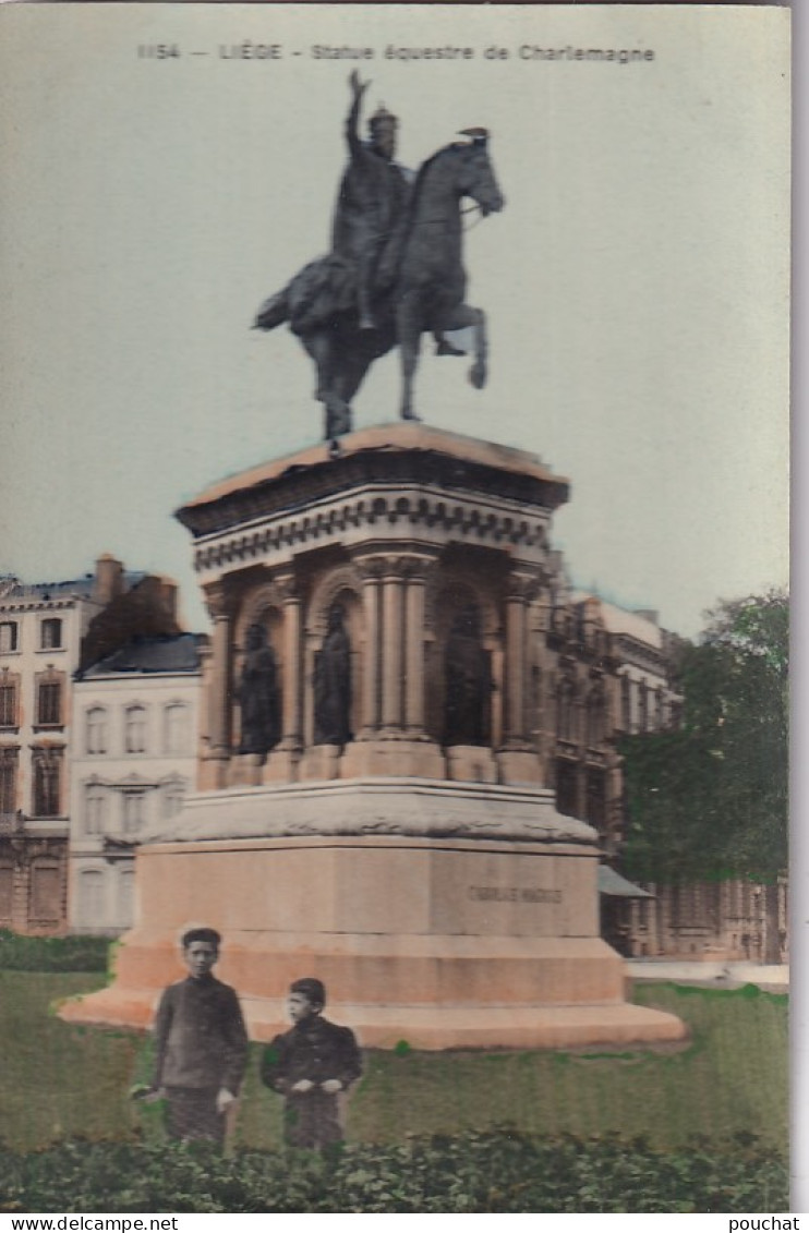 ZY 142- LIEGE - STATUE EQUESTRE DE CHARLEMAGNE -  ENFANTS - CARTE COLORISEE - EDIT. GRAND BAZAR ANSPACH , BRUXELLES - Liege