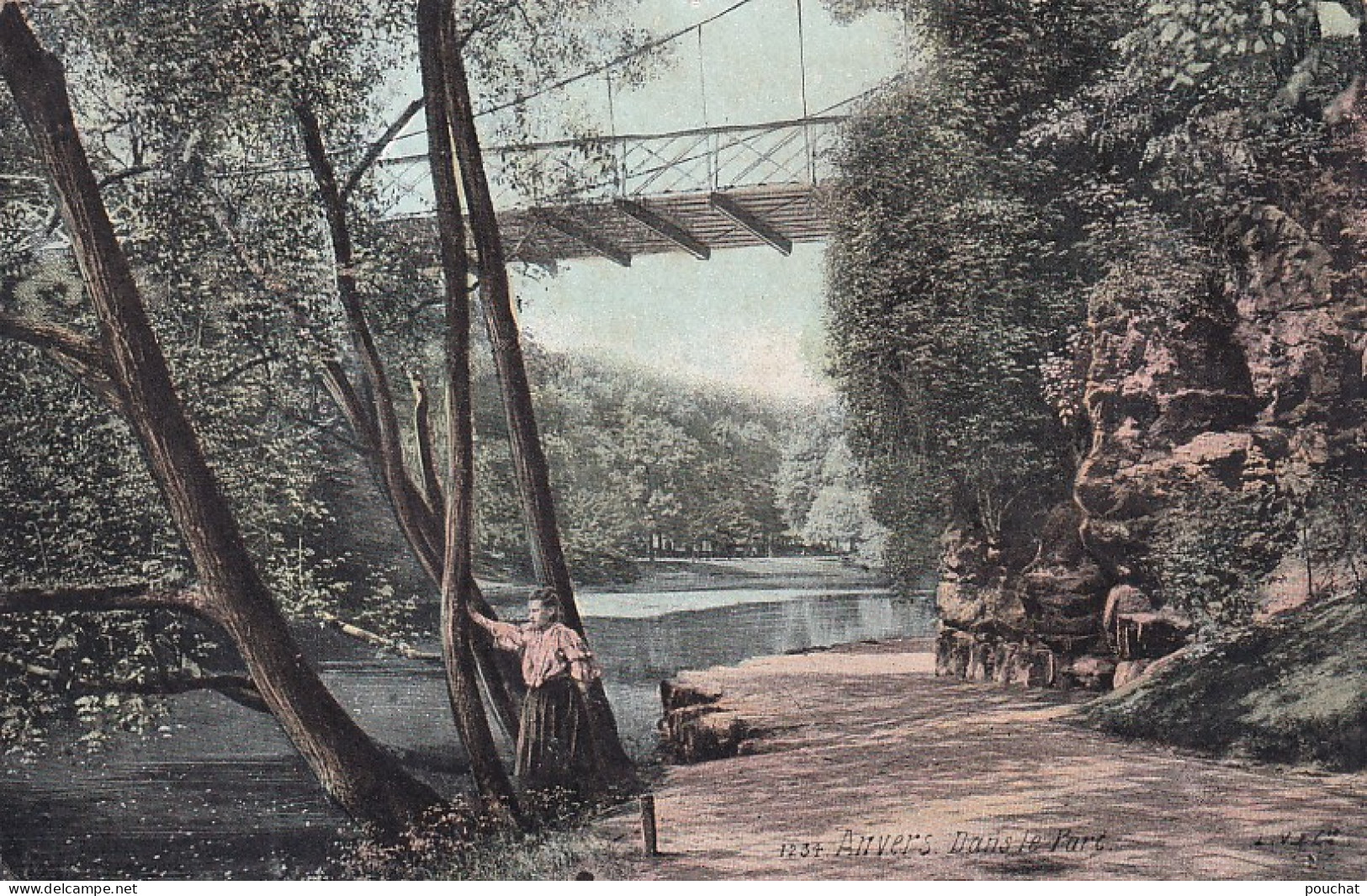 ZY 143- ANVERS - DANS LE PARC - PONT SUSPENDU - CARTE COLORISEE - Antwerpen