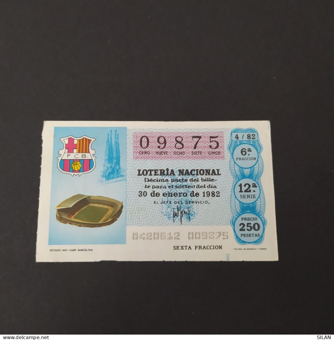 DÉCIMO DE LOTERÍA 1982 CAMP NOU FC BARCELONA. LOTERIE 1982 CAMP NOU FC BARCELONA - Altri & Non Classificati