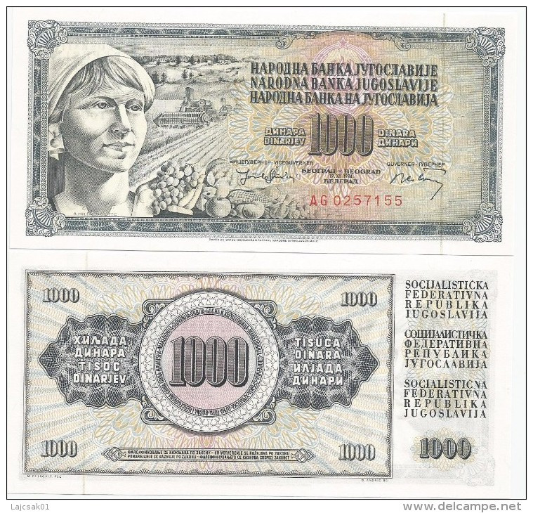 Yugoslavia 1000 Dinara 1974. UNC P-86 - Jugoslavia