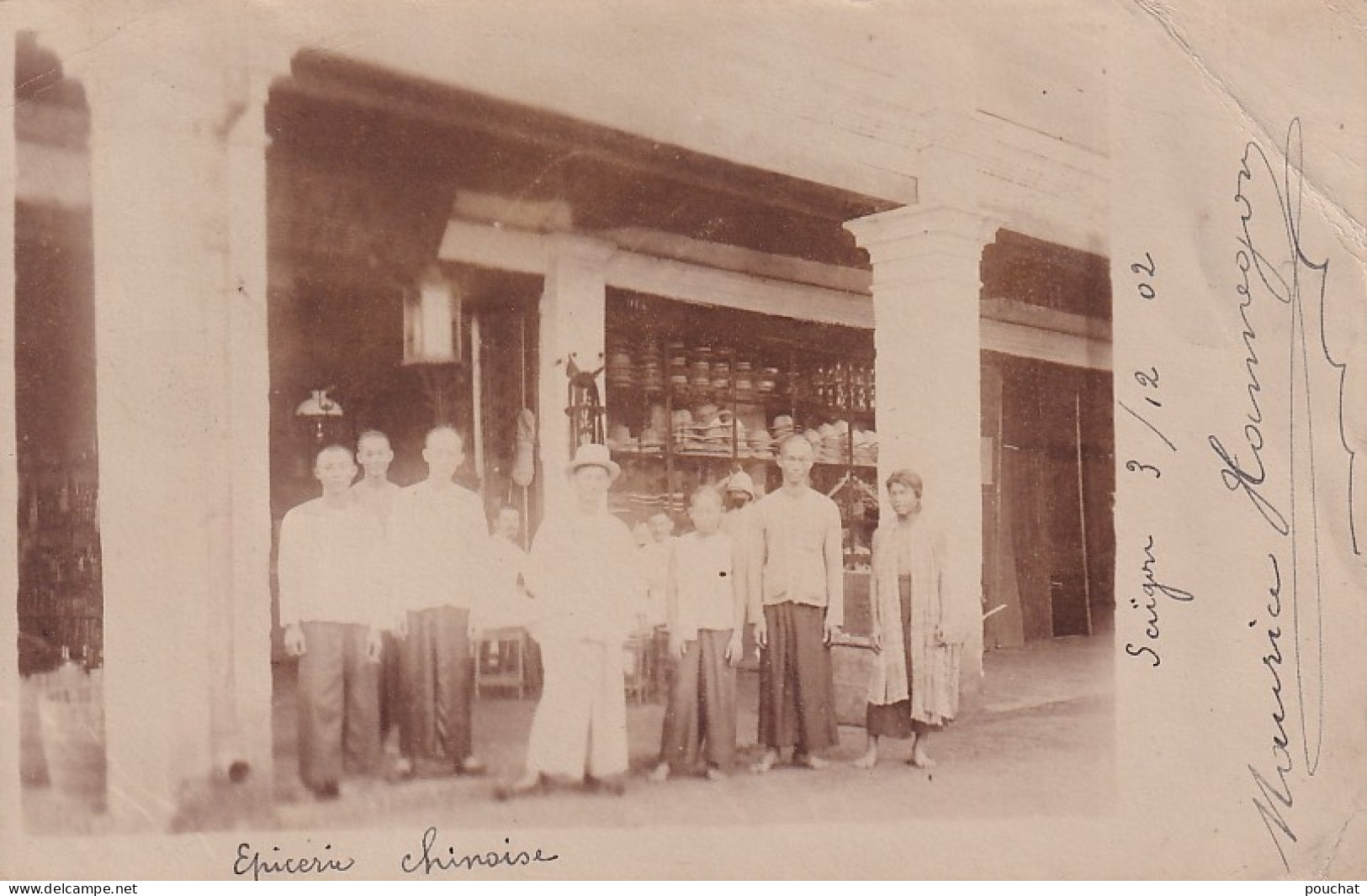 ZY 145- SAIGON , VIETNAM - CARTE PHOTO EPICERIE CHINOISE - CORRESPONDANCE 03/12/1902 - Vietnam
