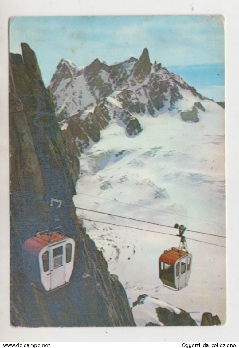 Courmaieur  M. 1224 , Aiguille Du Midi  (m. 3842) - Valle D'Aosta  -  Vg. 1960   (1344) - Autres & Non Classés