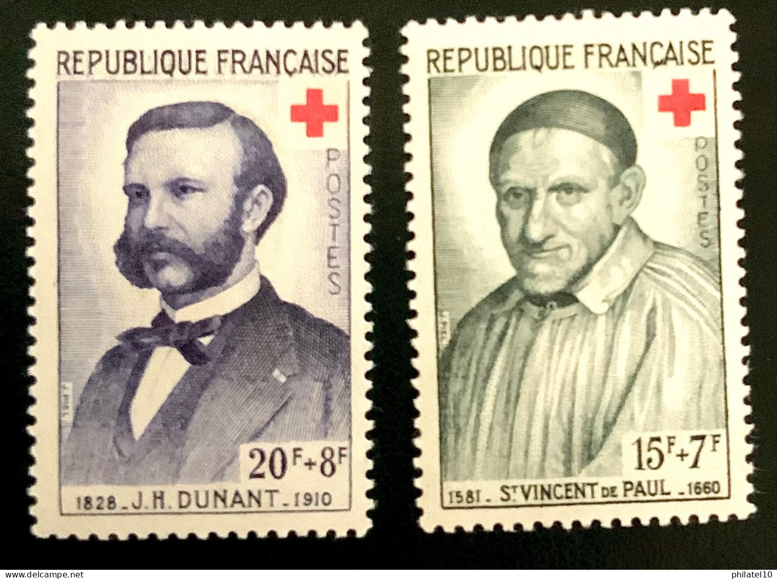1958 FRANCE N 1187/88 CROIX ROUGE ST VINCENT DE PAUL ET H. DUNANT - NEUF** - Unused Stamps