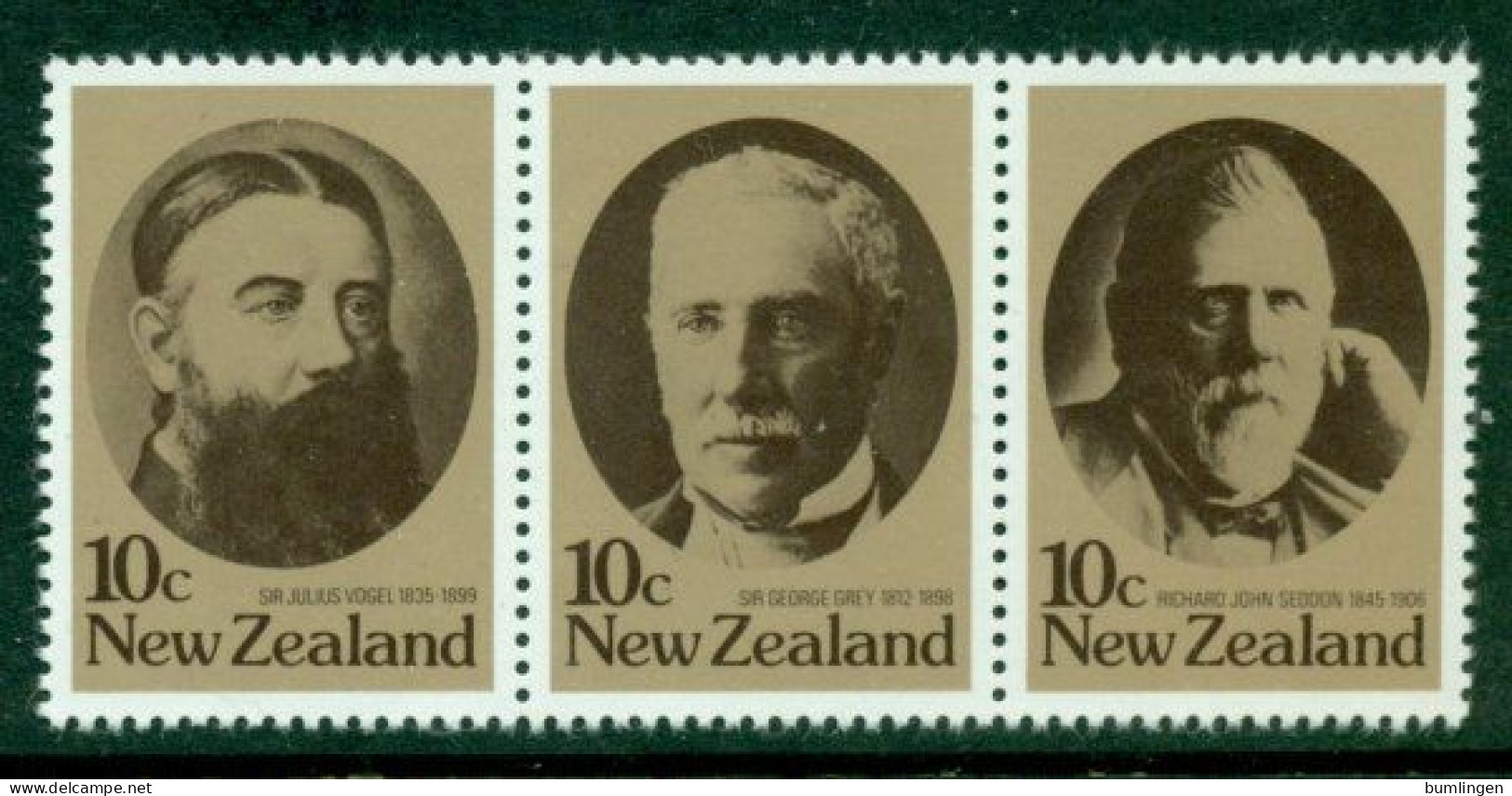 NEW ZEALAND 1979 Mi 764-66 Strip Of Three** New Zealand Statesmen During The 19th Century [B903] - Otros & Sin Clasificación