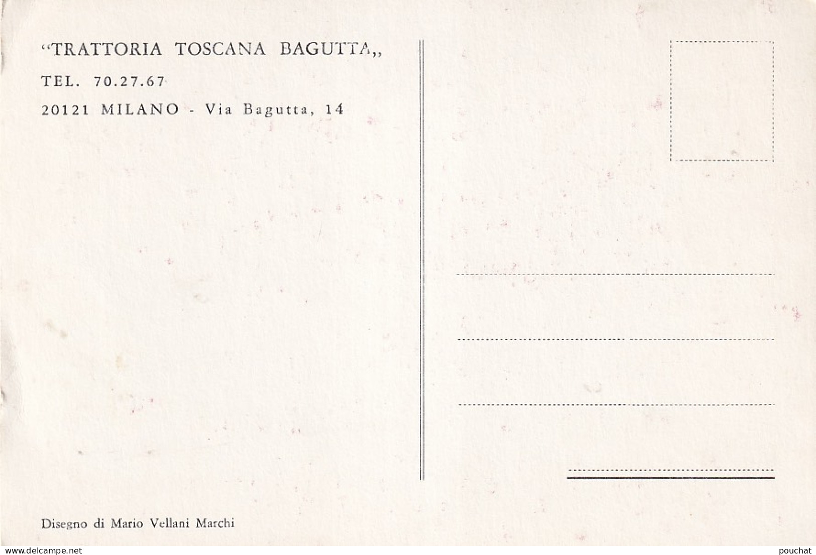ZY 147- MILANO , ITALIA - TRATTORIA TOSCANA BAGUTTA - DISEGNO DI MARIO VELLANI MARCHI - Milano (Milan)