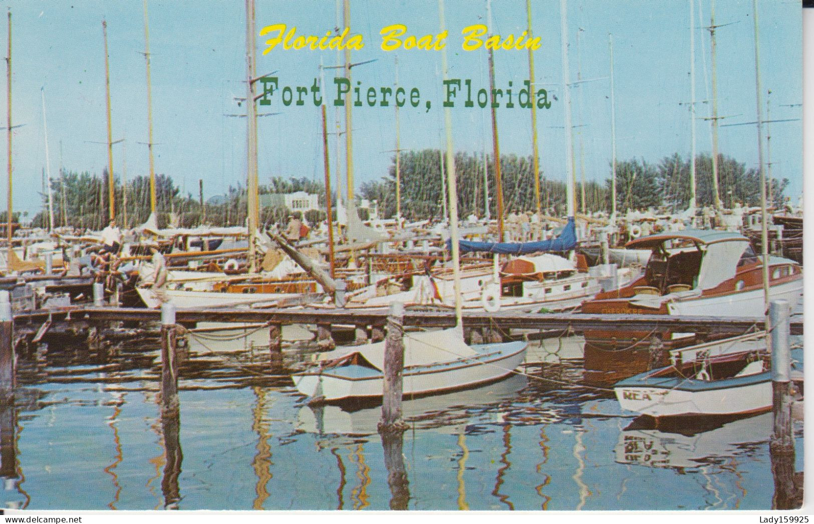 Fort Pierce, Florida USA Boat Basin Dock Sailing Boat, Fishing Boat, Cabin Cruiser Animation  2 Sc - Autres & Non Classés