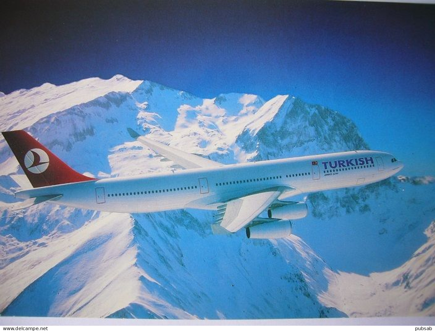 Avion / Airplane / THY - Turkish Airlines / Airbus A340-300 / Airline Issue /  Size: 12x17cm - 1946-....: Era Moderna