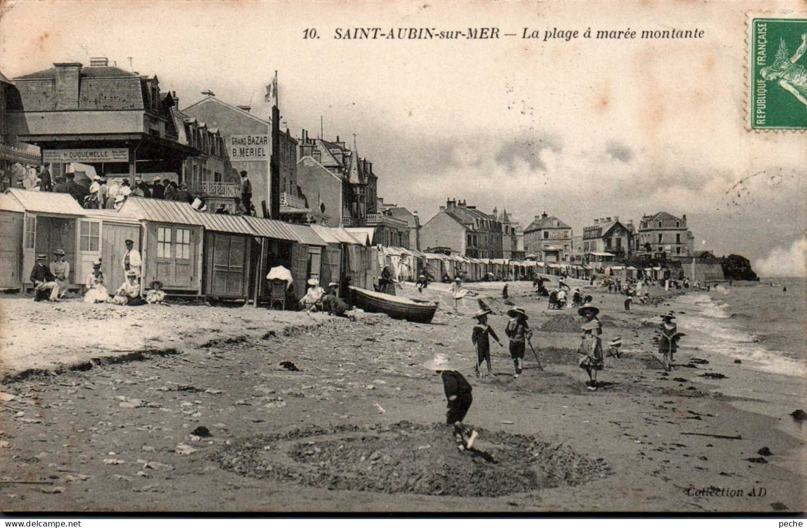 N°1584 W -cpa Saint Aubin Sur Mer -la Plage à Marée Montante- - Saint Aubin