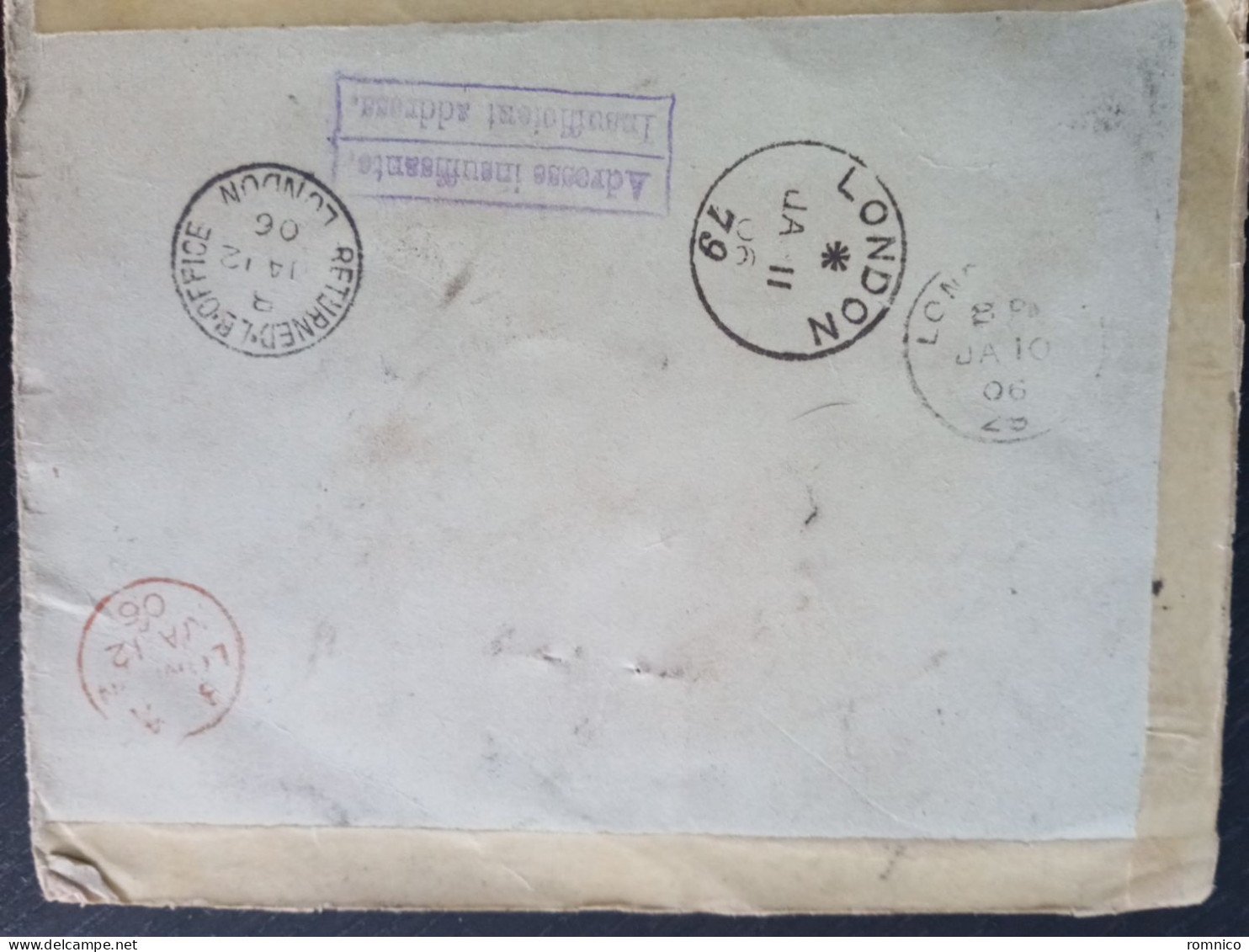 Carte Postale Doubleadresse Insuffisante Pour Le Royaume Uni - 1859-1959 Covers & Documents