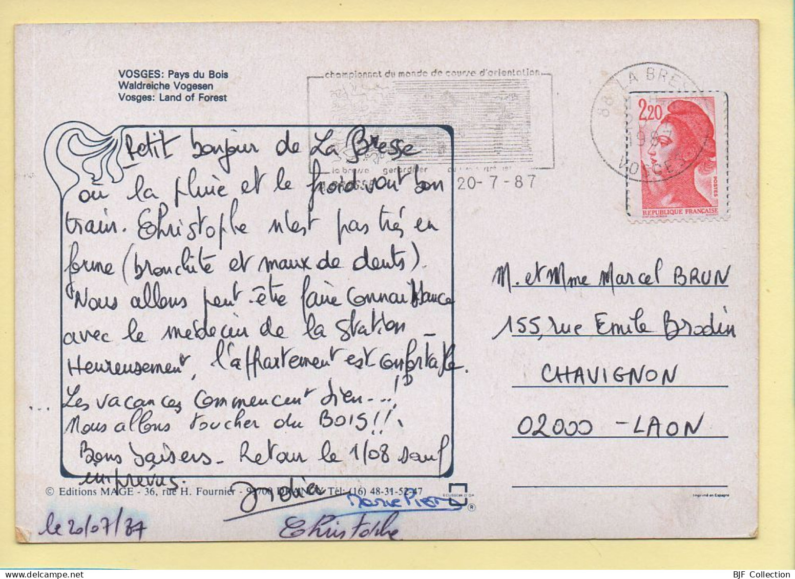 Vosges : / Pays Du Bois / 6 Vues / Bucherons / Carte Toilée (voir Scan Recto/verso) - Artesanal