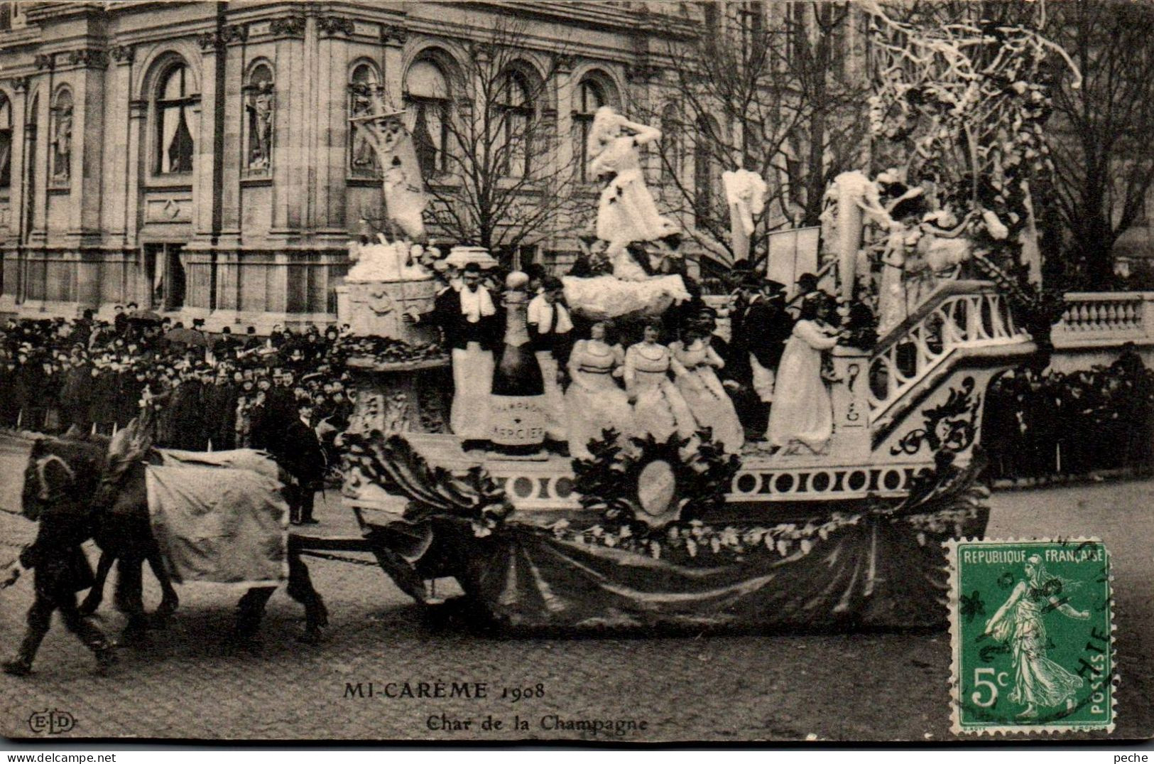 N°1587 W -cpa Paris -Mi-Carême 1908 -char De La Champagne- - Other & Unclassified