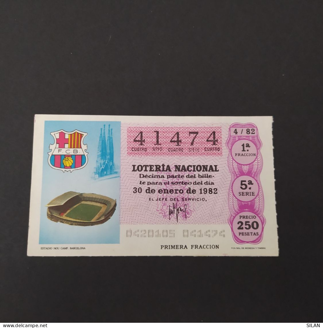 DÉCIMO DE LOTERÍA 1982 CAMP NOU FC BARCELONA. LOTERIE 1982 CAMP NOU FC BARCELONA - Andere & Zonder Classificatie