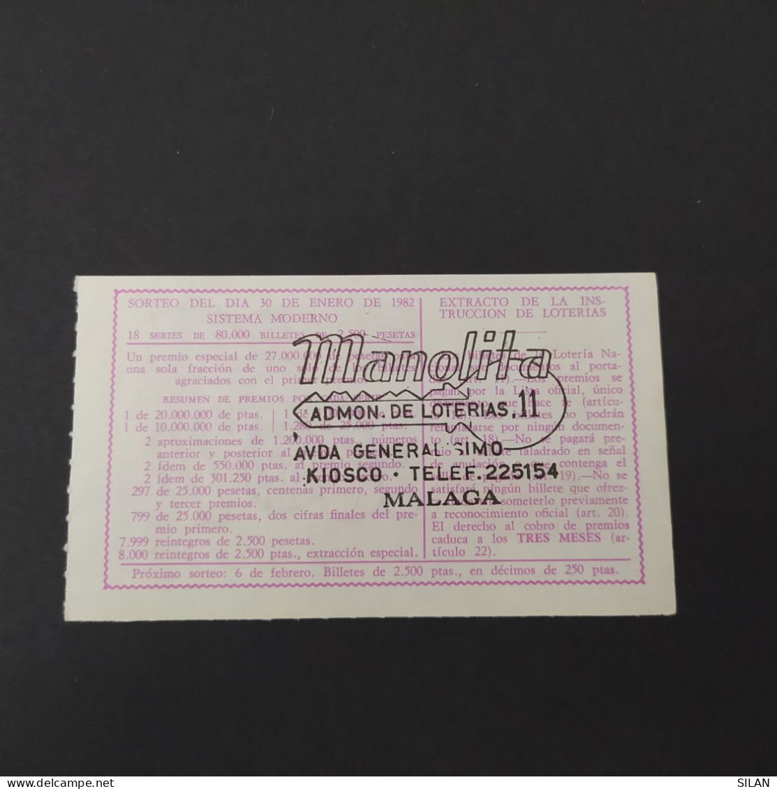 DÉCIMO DE LOTERÍA 1982 CAMP NOU FC BARCELONA. LOTERIE 1982 CAMP NOU FC BARCELONA - Altri & Non Classificati