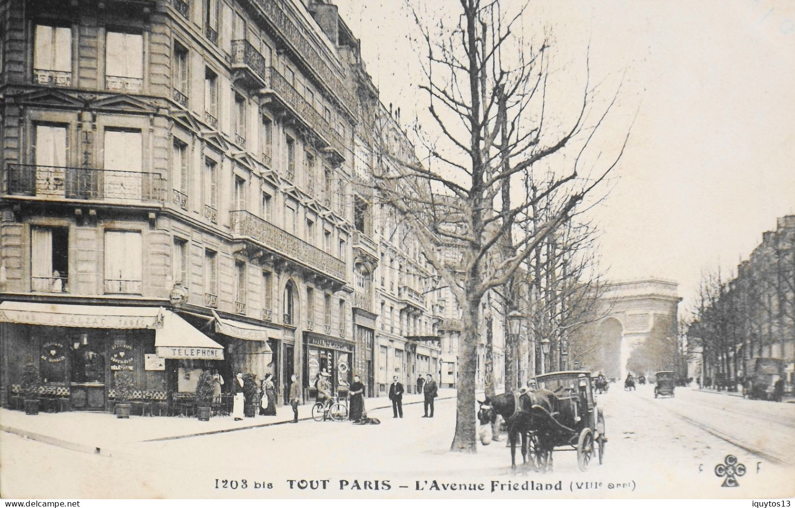 CPA. [75] > TOUT PARIS > N° 1203 Bis - Avenue Friedland - (VIIIe Arrt.) -1910 - Coll. F. Fleury - TBE - District 08