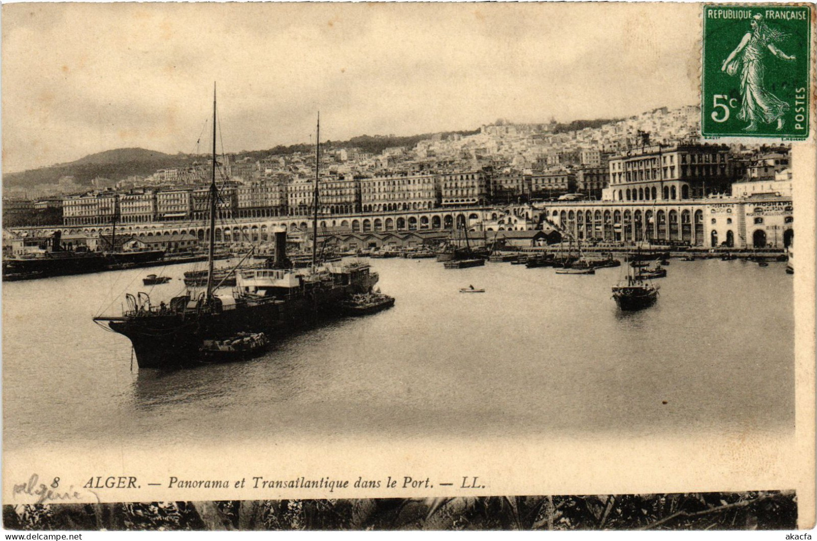 CPA AK ALGER Panorama Et Transatlantique Dans Le Port ALGERIA (1388990) - Algeri
