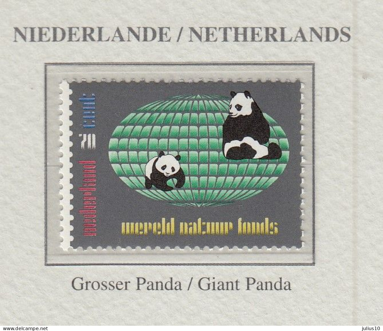 NETHERLANDS 1984 WWF Panda Bear Mi 1257 MNH(**) Fauna 699 - Beren