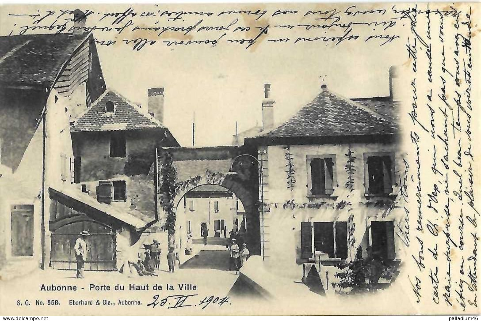 VD AUBONNE PORTE DU HAUT DE LA VILLE - ** Cachet De La Commune ** - Circulé Le 25.06.1904 - Eberhard No 658 - Aubonne