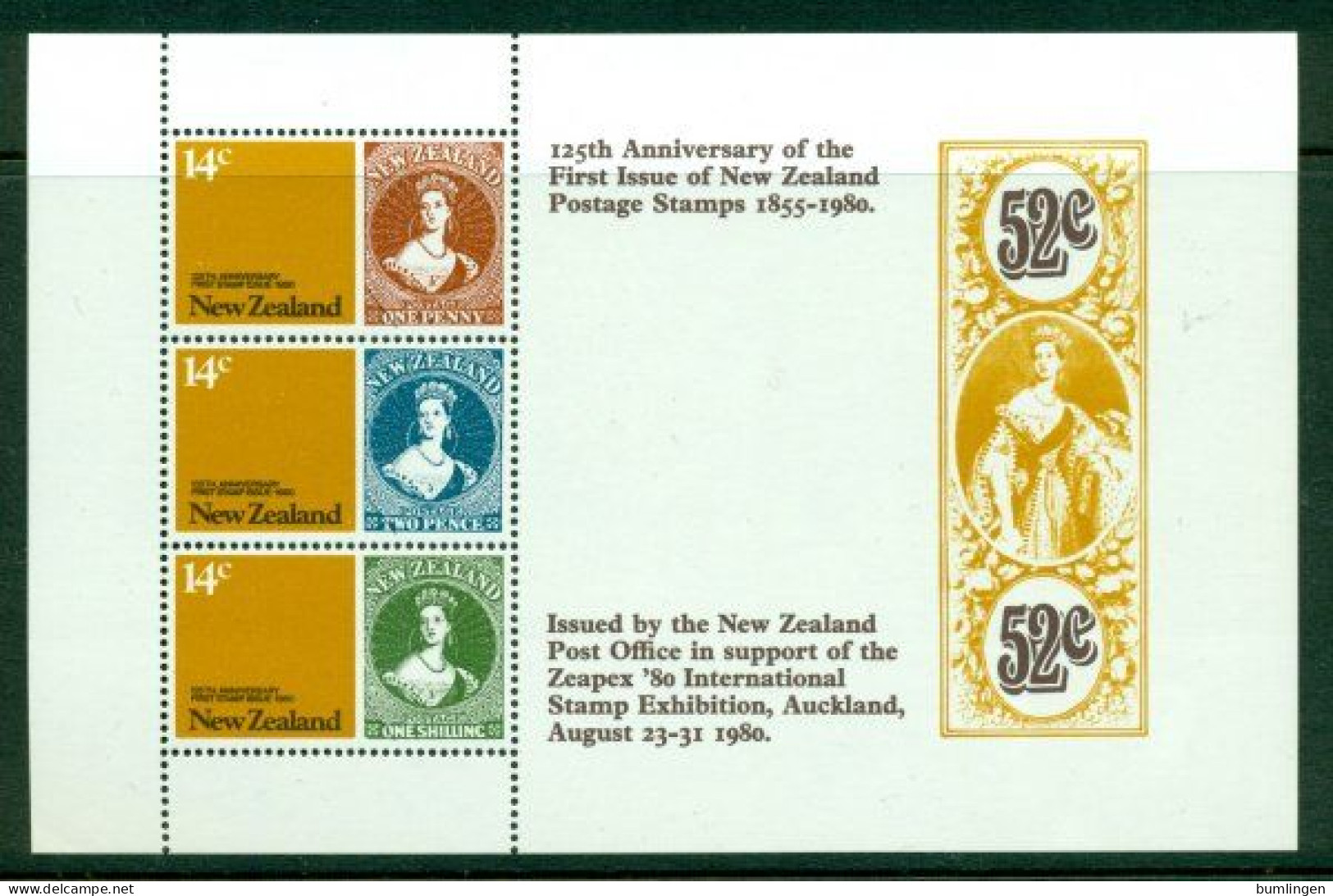 NEW ZEALAND 1980 Mi BL 4** 125th Anniversary Of New Zeland Stamps [B926] - Briefmarken Auf Briefmarken