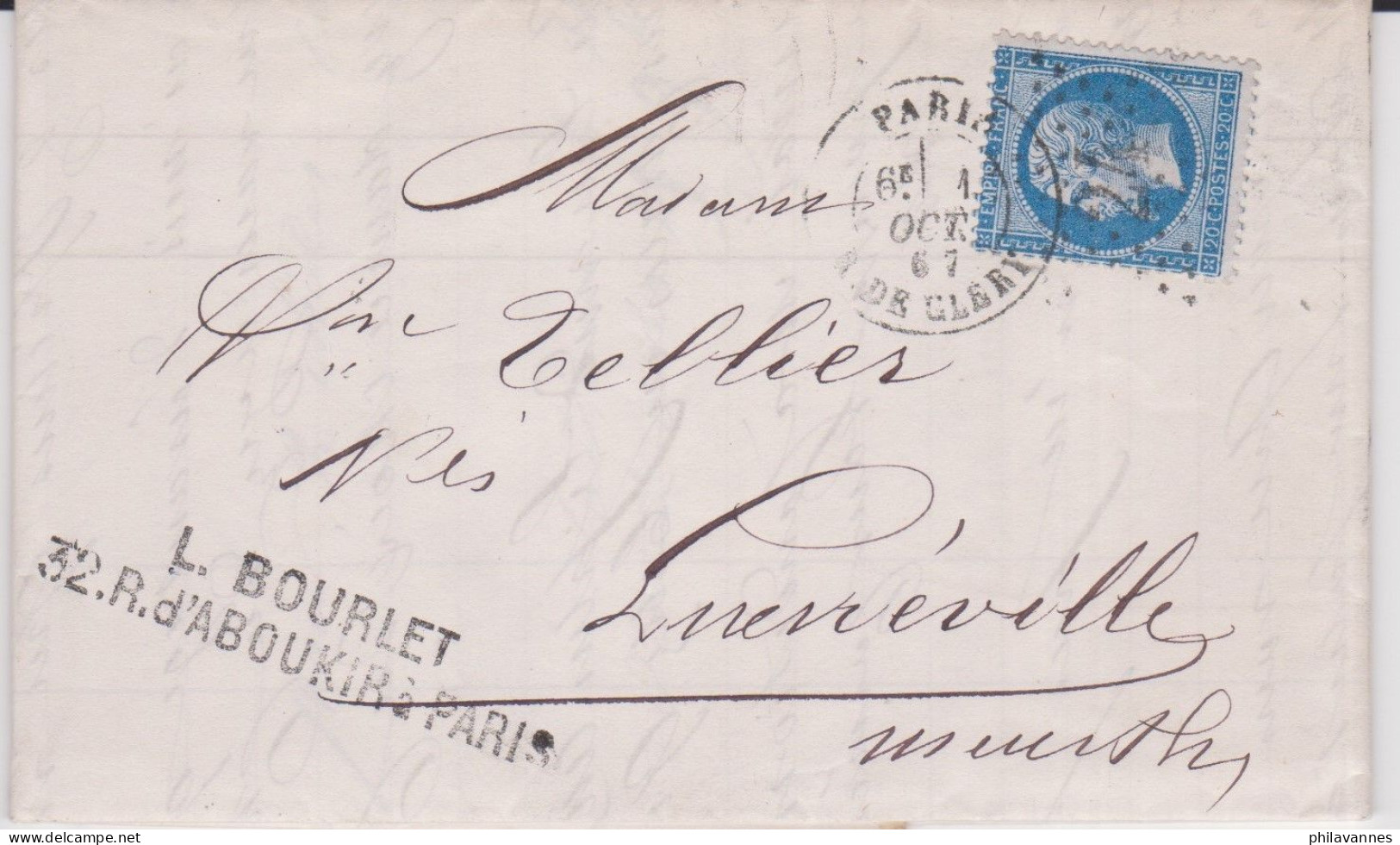 PARIS, 1867, étoile 24 Sur Napoléon N°22, Rue De Cléry ( SN24/86/10.1) - 1849-1876: Période Classique