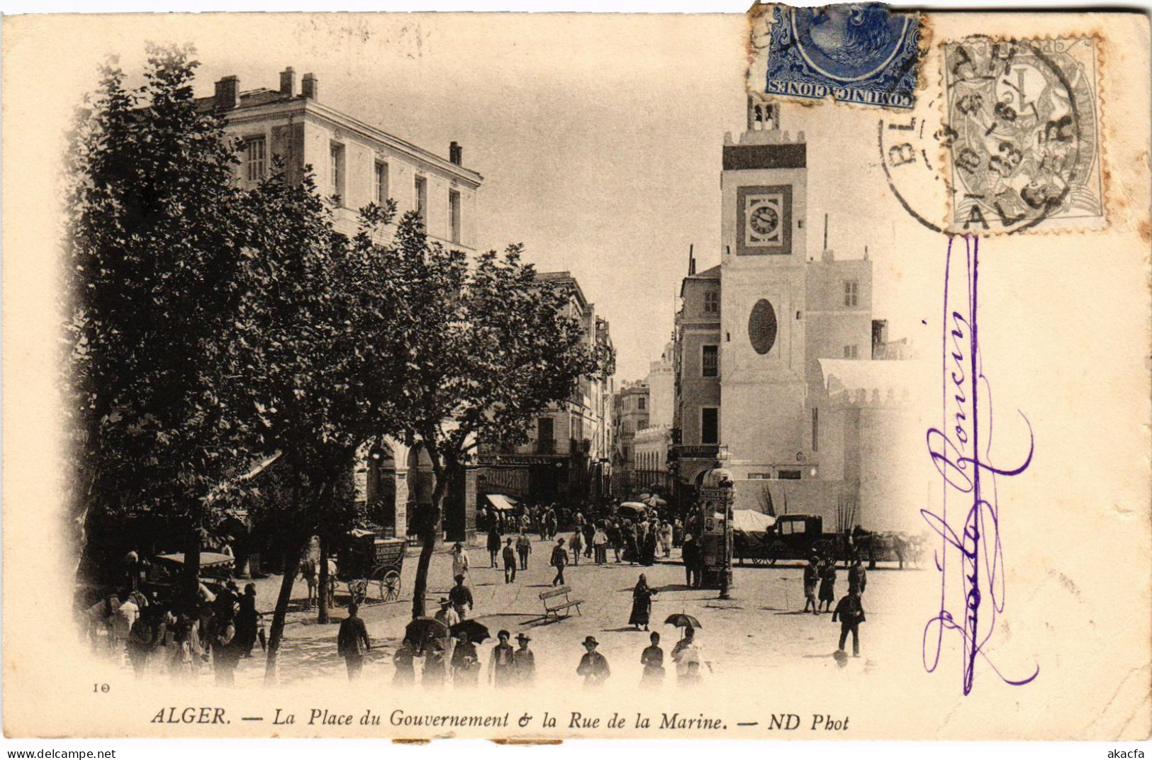 CPA AK ALGER Place Do Gouvernement - Rue De La Marine ALGERIA (1389537) - Algerien