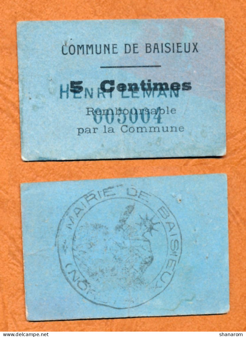 1914-1918 // BAISIEUX (Nord 59) // COMMUNE // Bon De Cinq Centimes - Bonds & Basic Needs