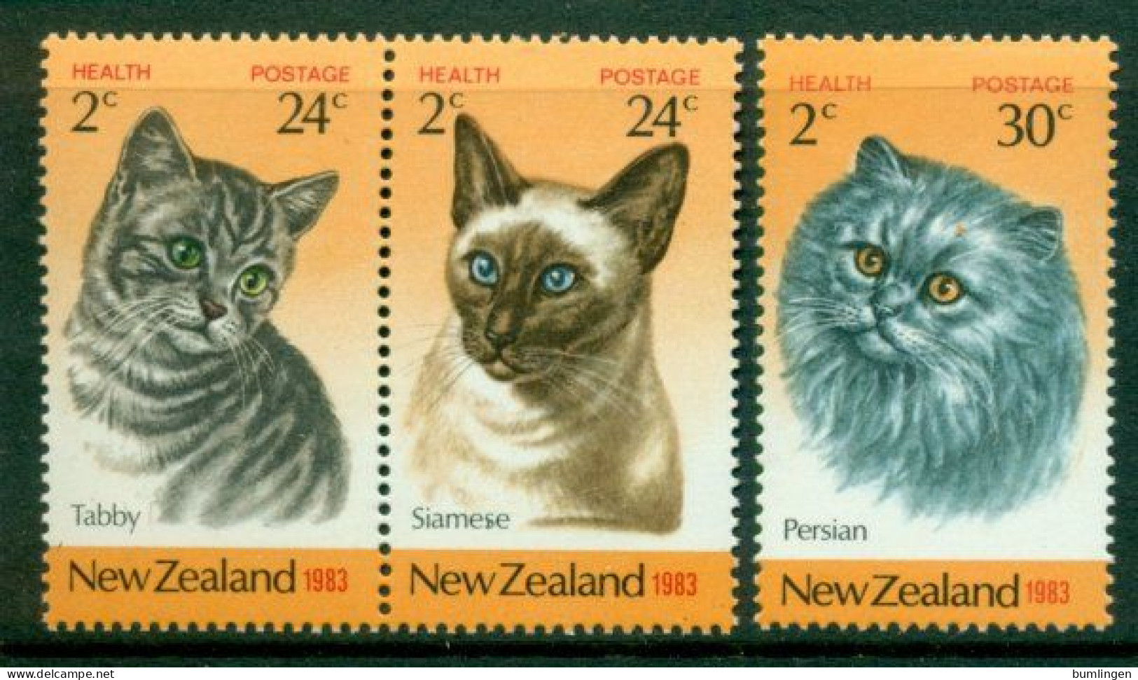 NEW ZEALAND 1983 Mi 878-80 Incl Pair** Health - Cats [B937] - Hauskatzen