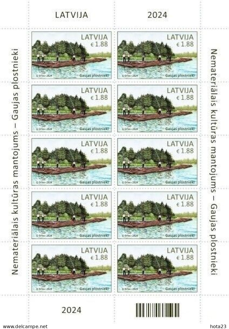 (!) Latvia Lettland Lettonie 2024  Cultural Heritage Rafters Of River Gauja  - MINI SHEET MNH - Lettonie