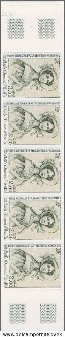 TAAF FSAT N° 94 Bande De 5 Timbres Neuf Mint Jean Loranchet & Adele Dumont Durville N°68 - Sonstige & Ohne Zuordnung